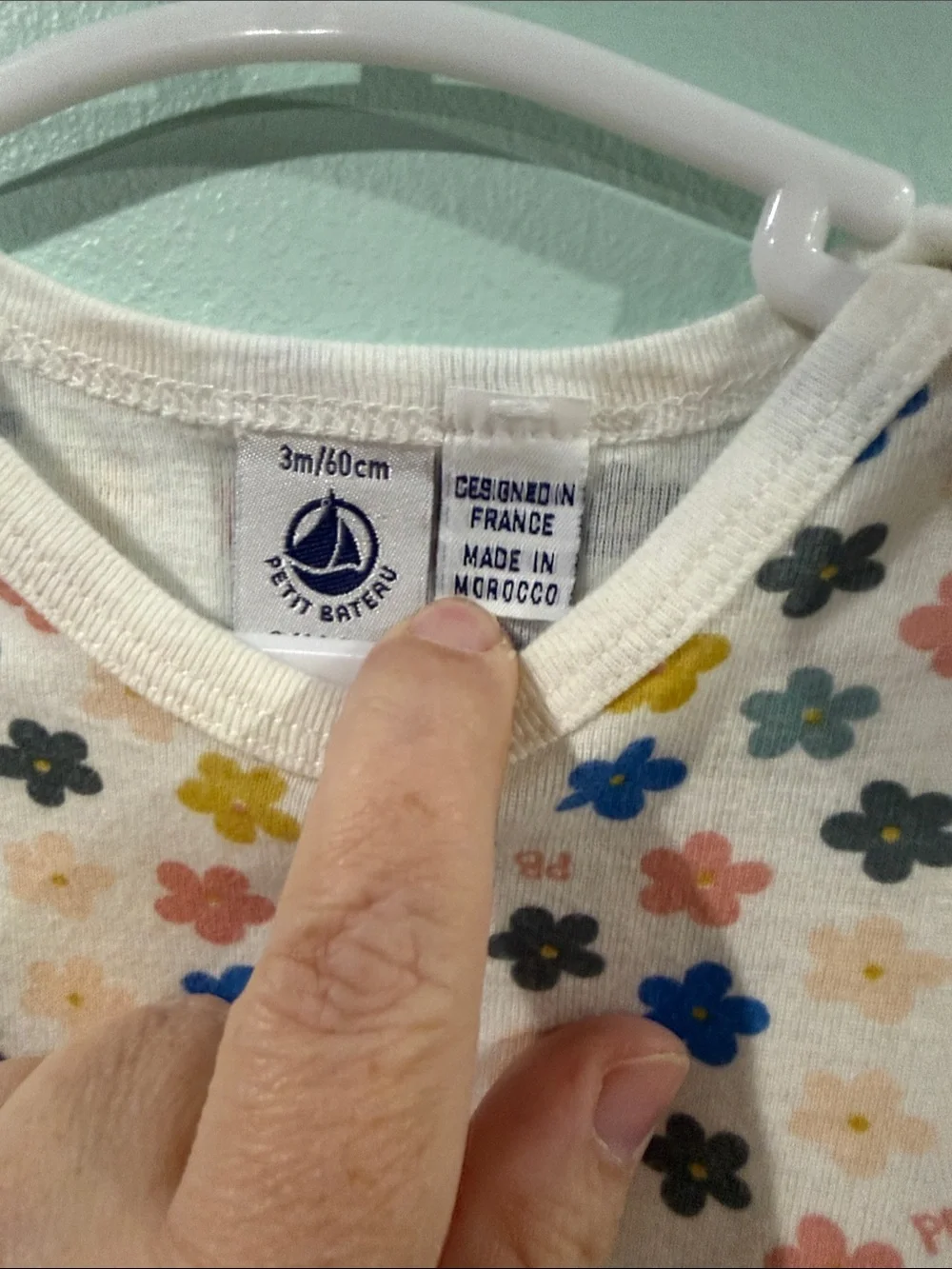 Petit Bateau Cream Floral romper with Multicolor Flowers